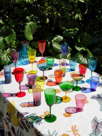 Colorful glassware on a table