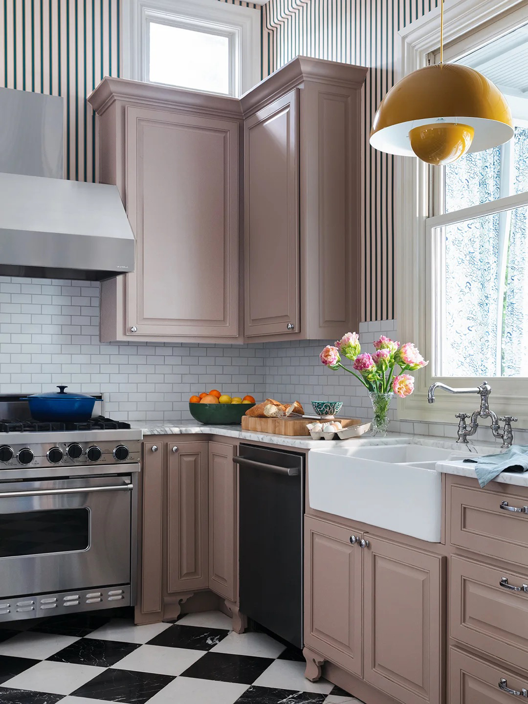 pink kitchen cabinets