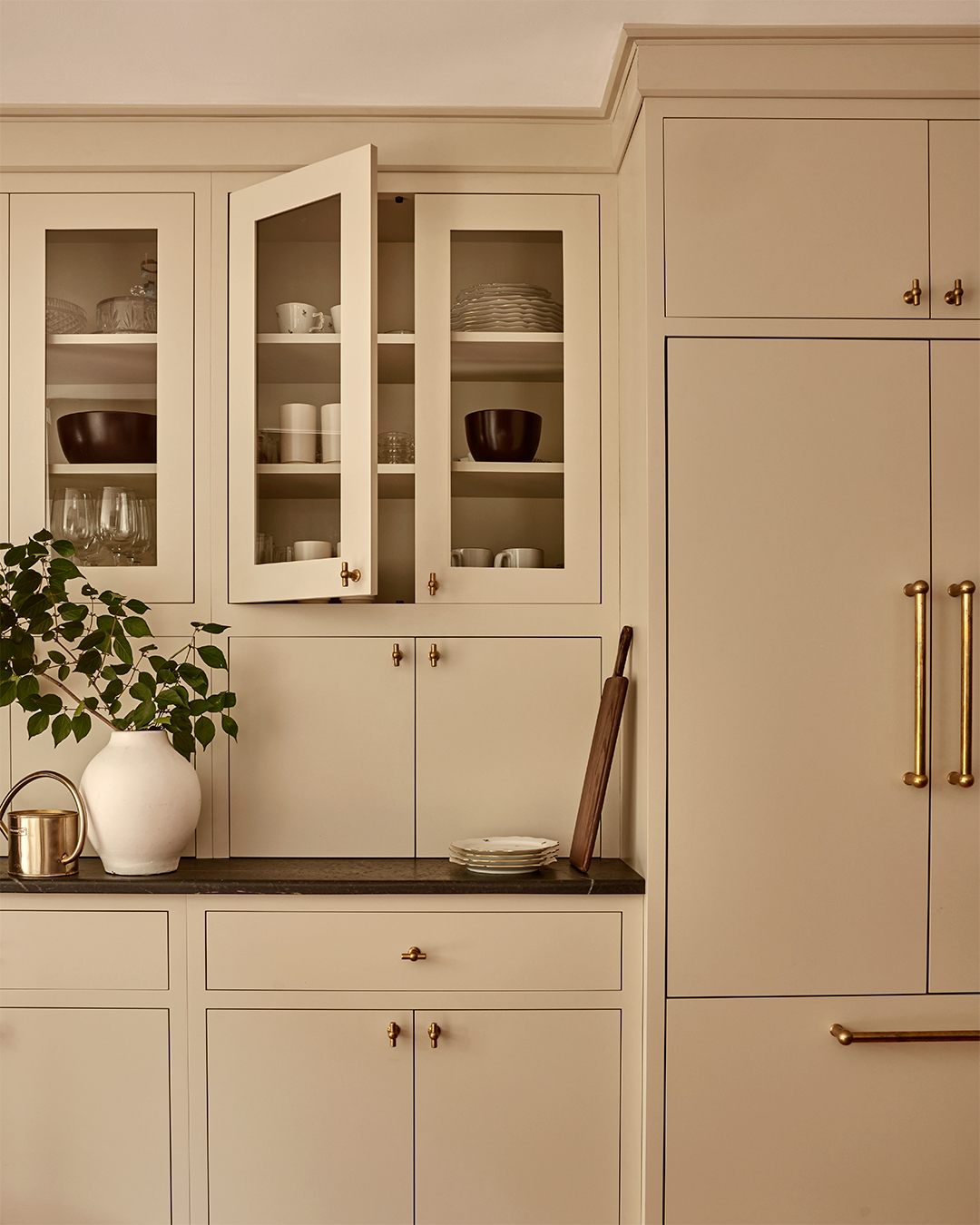 mushroom colored cabinets