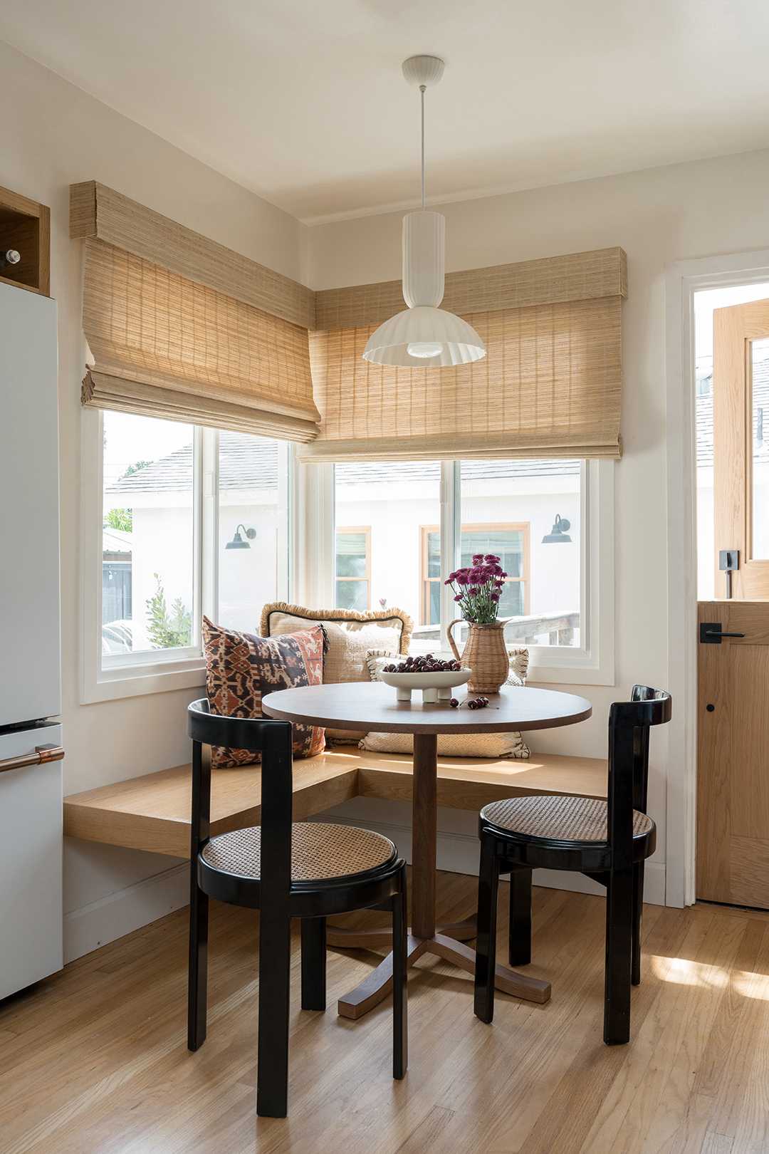 floating wood banquette