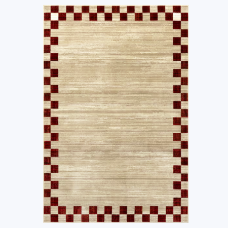  Red Pompeii Checked Border Area Rug