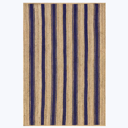  Royal Blue Calathea Striped Jute 3' x 5' Area Rug