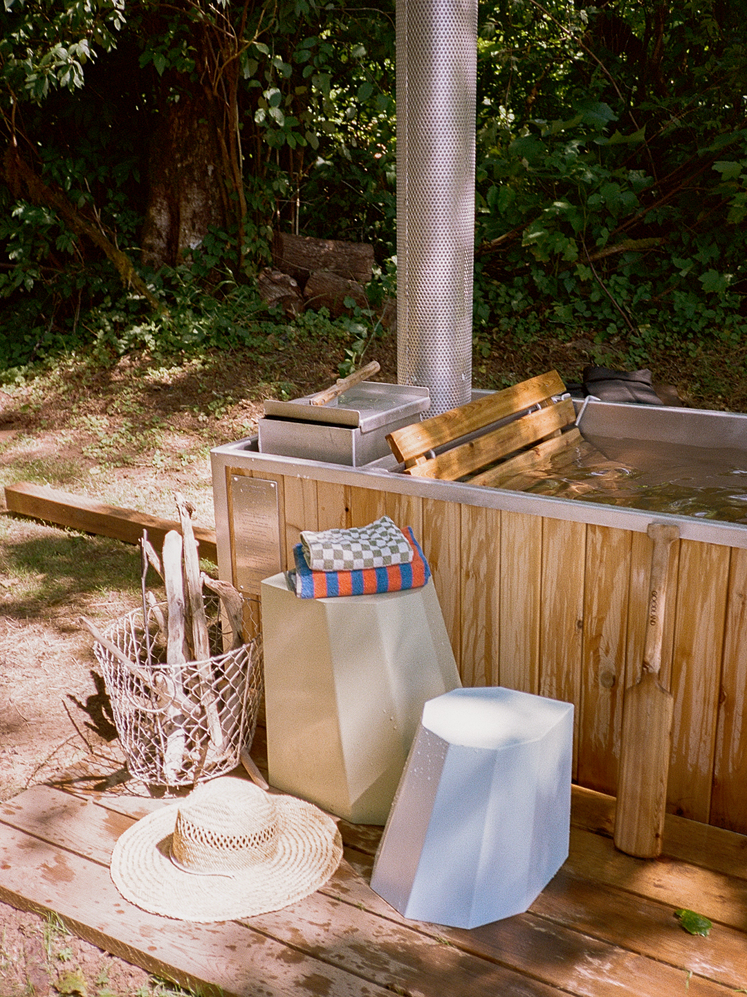 stools next to hot tub