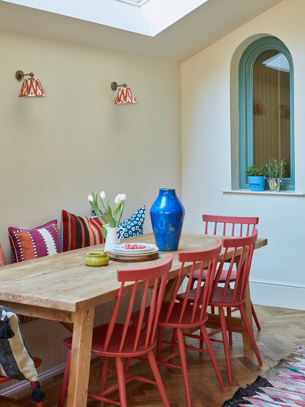 red dining chairs