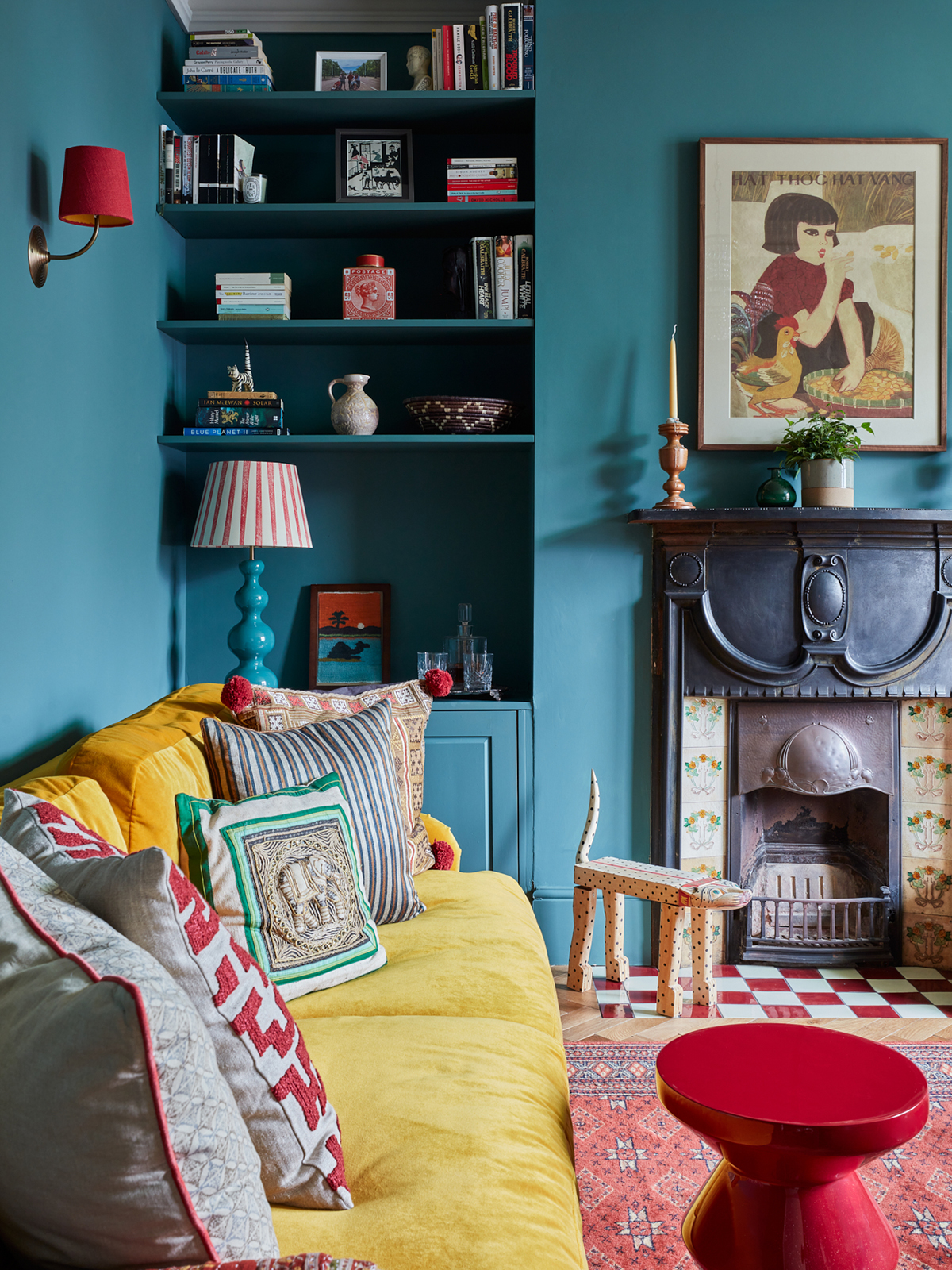 cozy blue living room