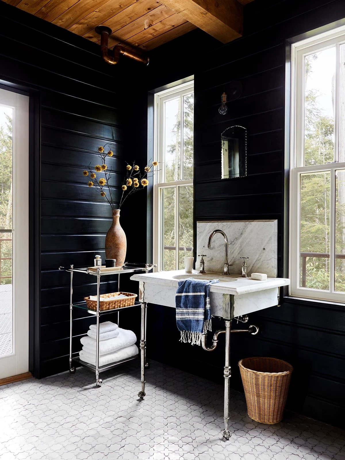 black guest bathroom