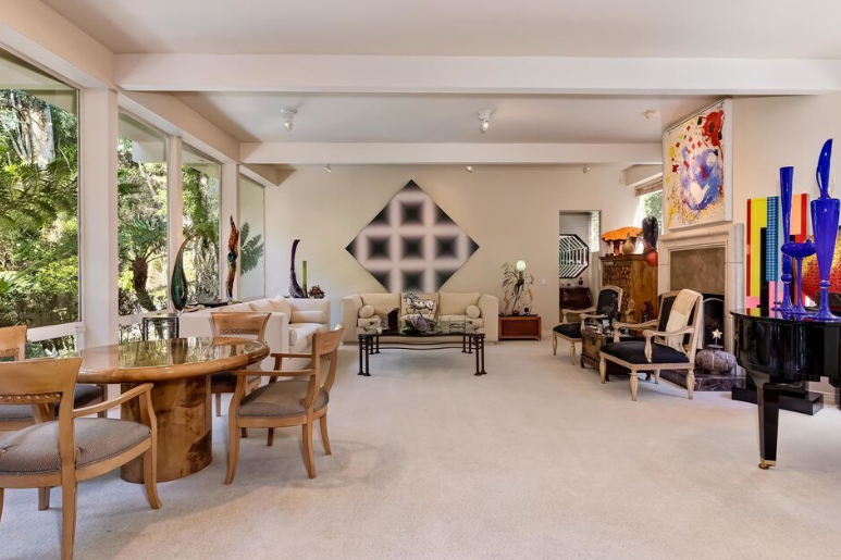 white carpeted living room