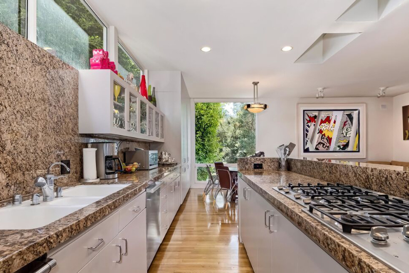 white galley kitchen