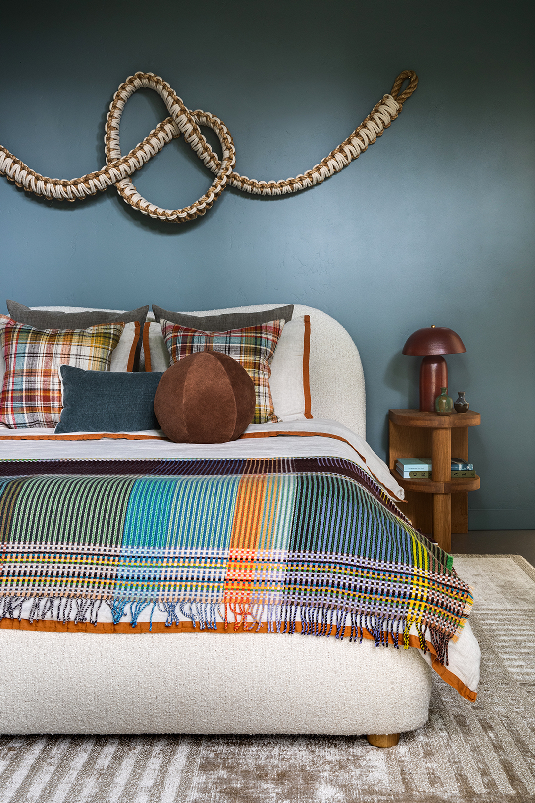 plaid blanket on bed