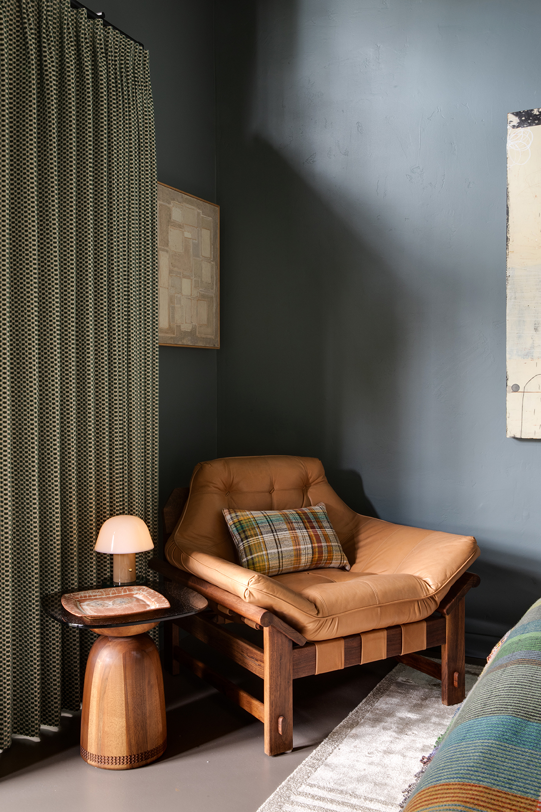 leather chair in bedroom