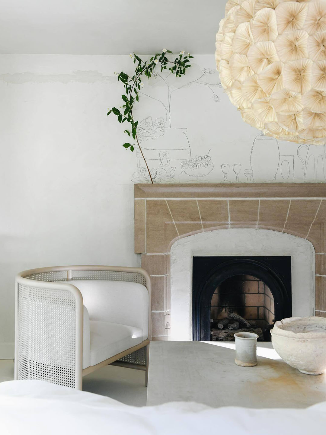 stone fireplace