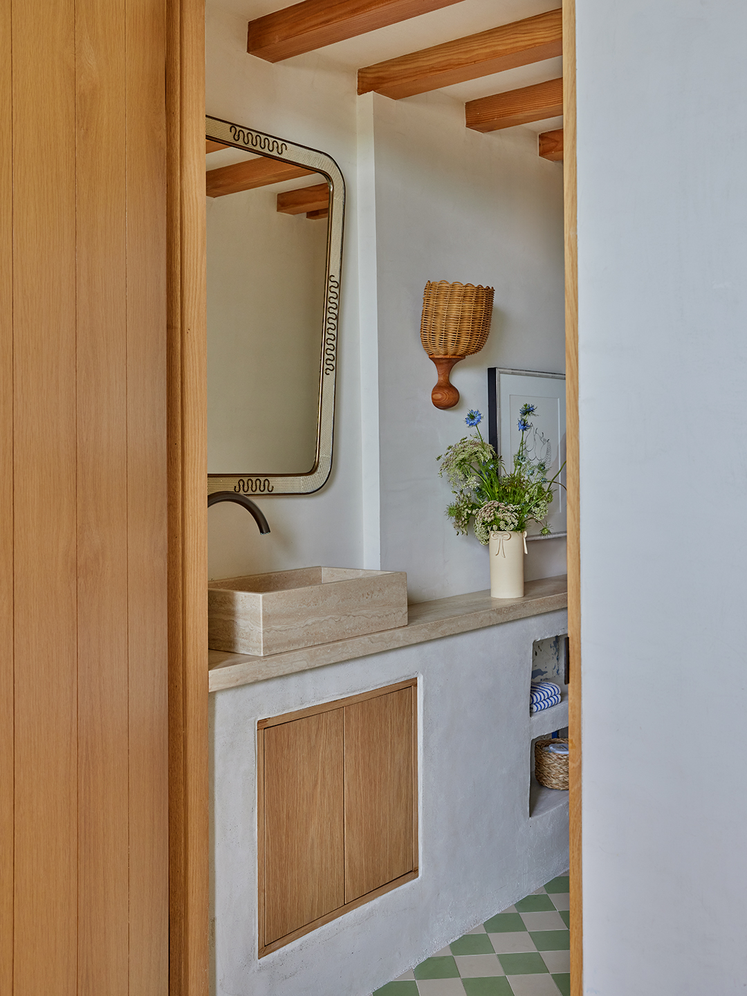 plastered powder room