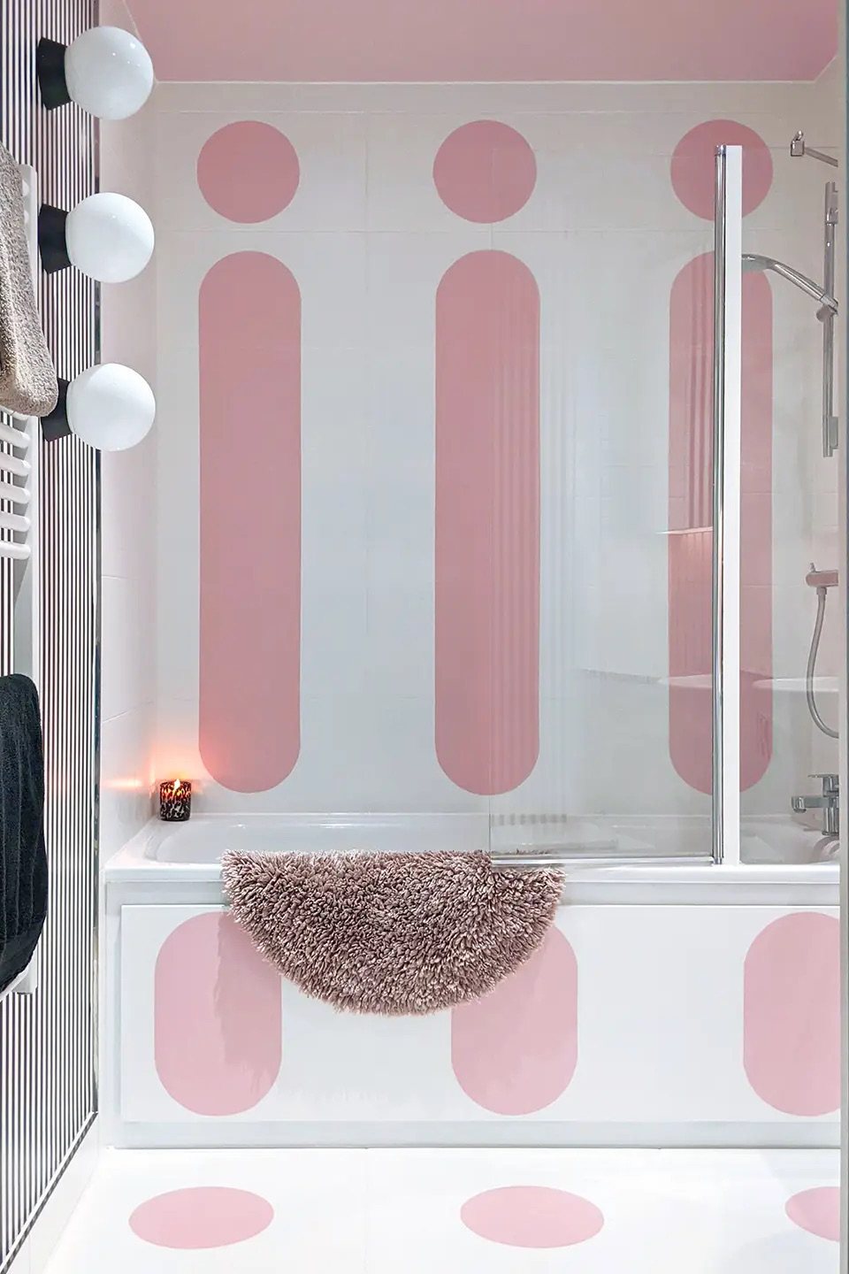 pink and white bathroom