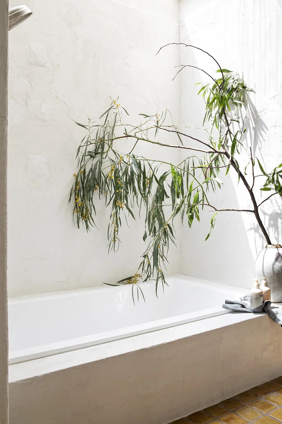 textured white shower