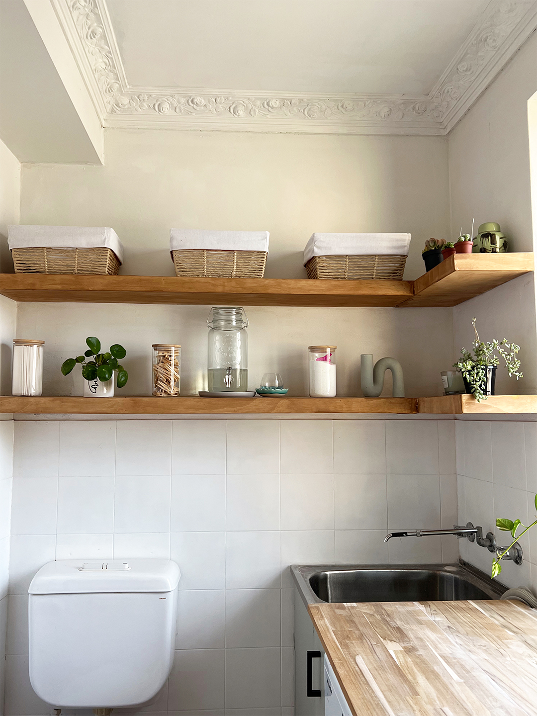 open shelving over toilet