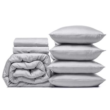  stack of gray bedding