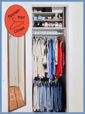 clothes hanging in closet