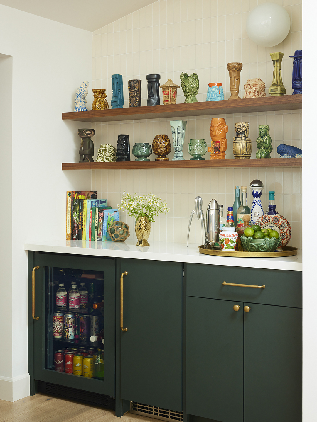 dark green wet bar