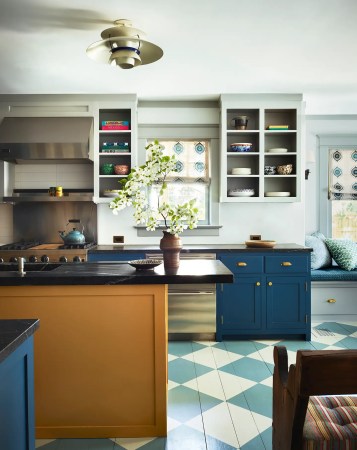 blue cabinets