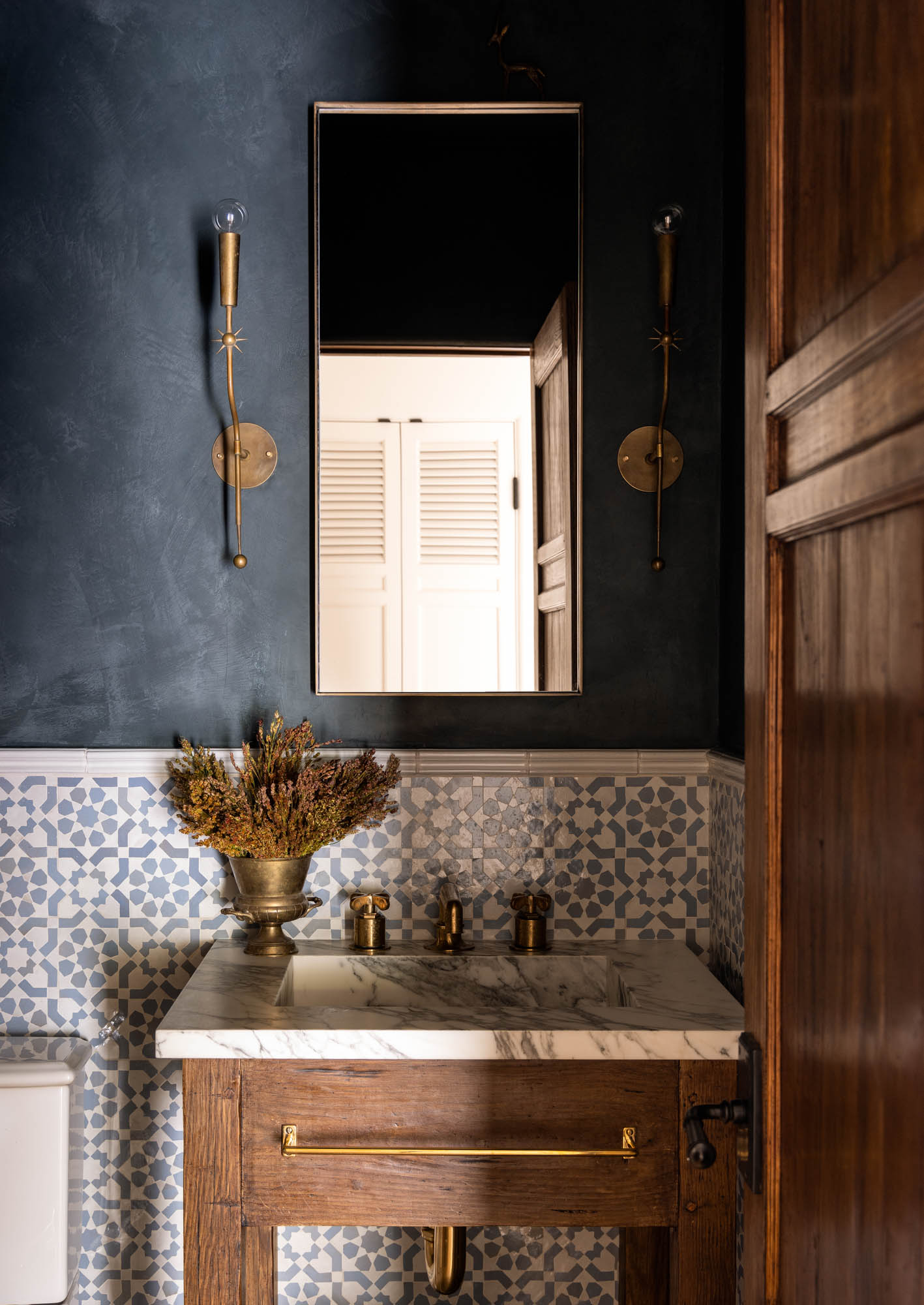 navy blue powder room