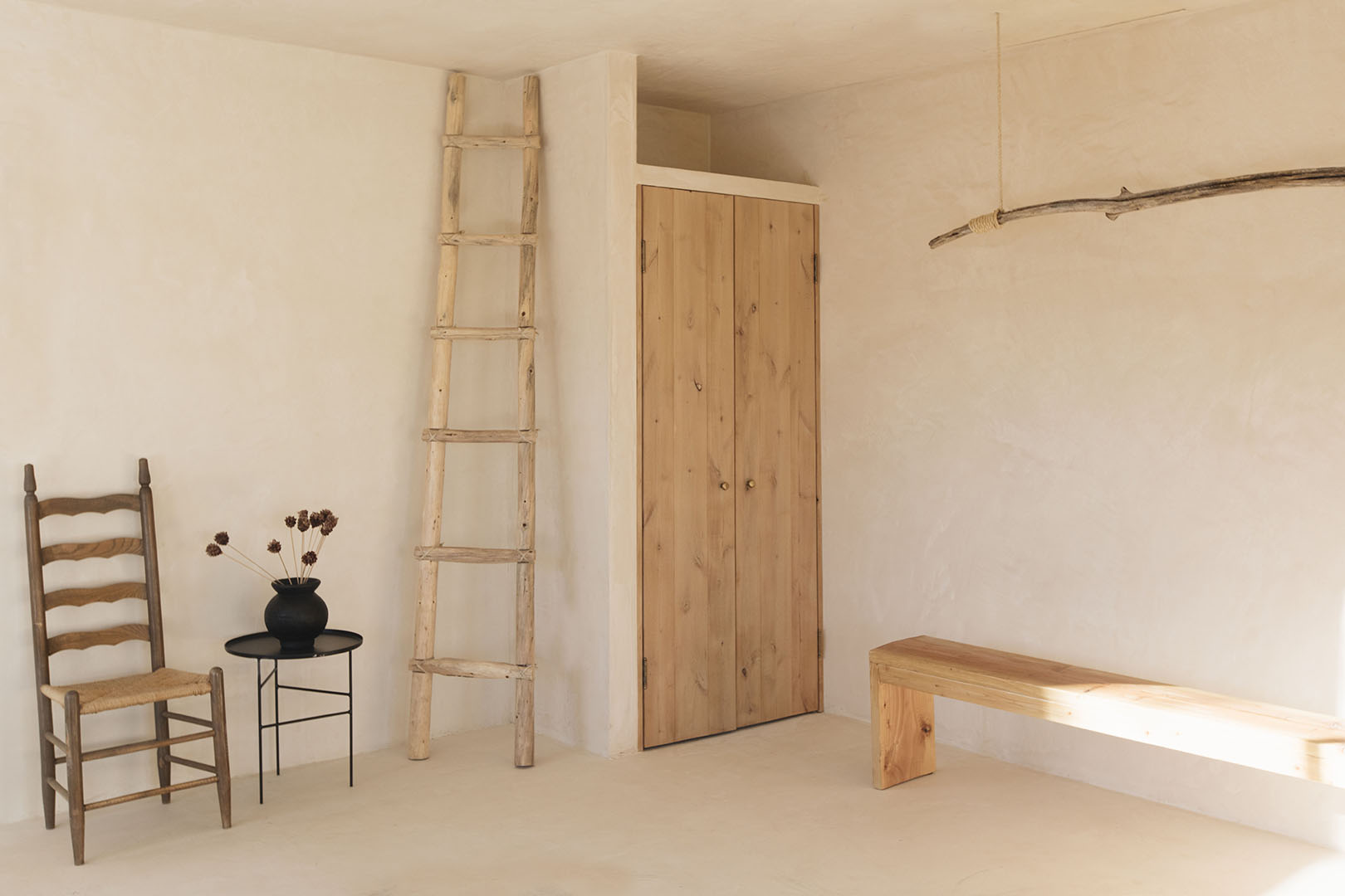 wood closet in corner