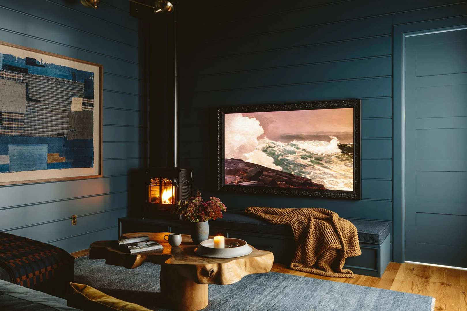 dark blue living room