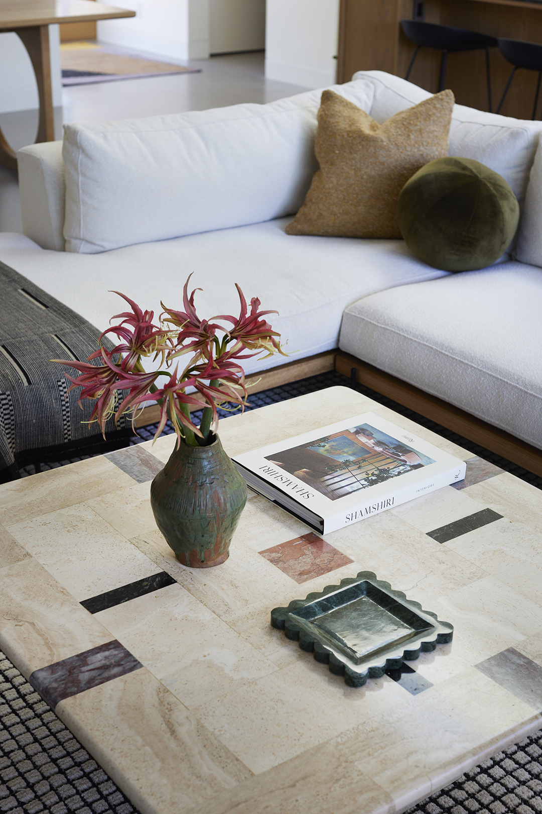 multi color stone coffee table