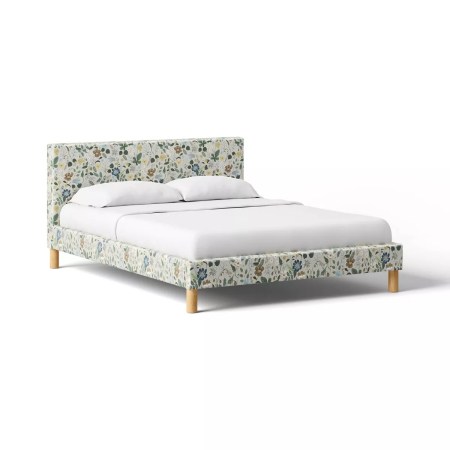  cream floral upholstered bed frame