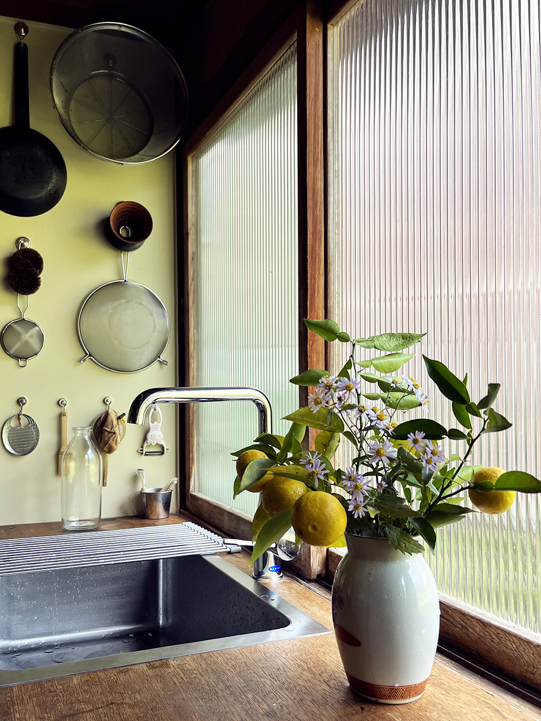 flowers next to sink