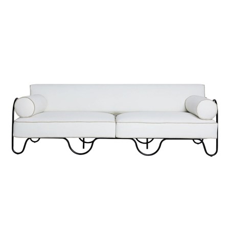  white sofa on iron frame