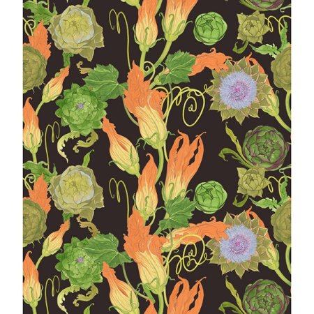  black and orange floral design