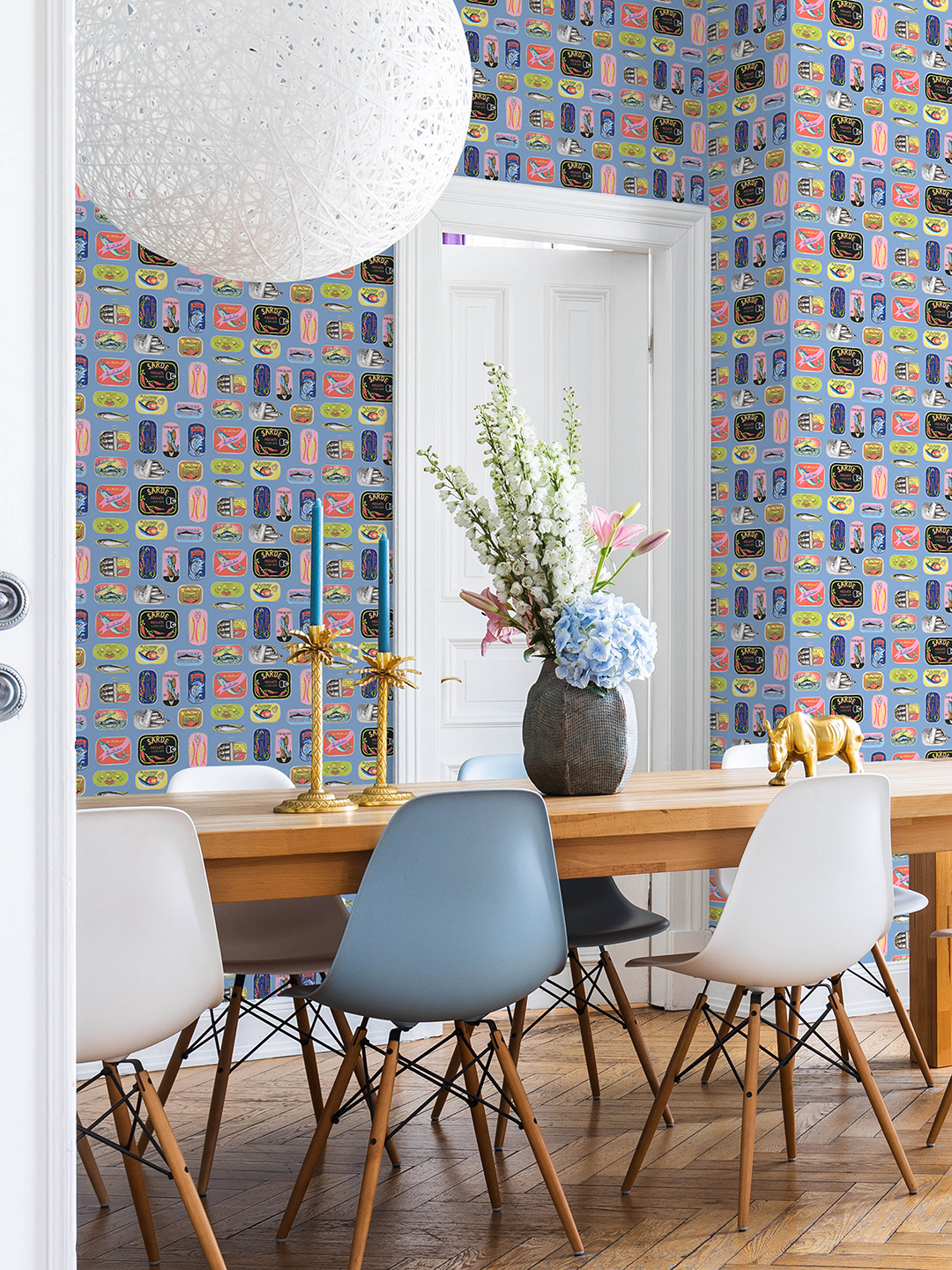 sardine themed dining room walls