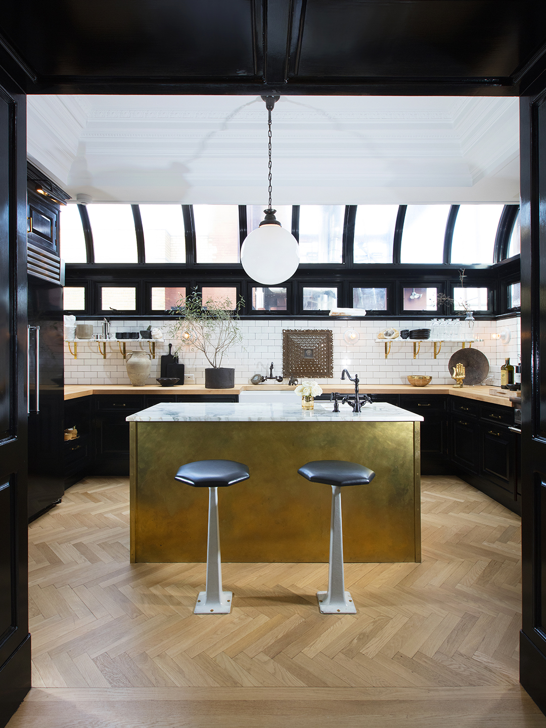 brass kitchen island