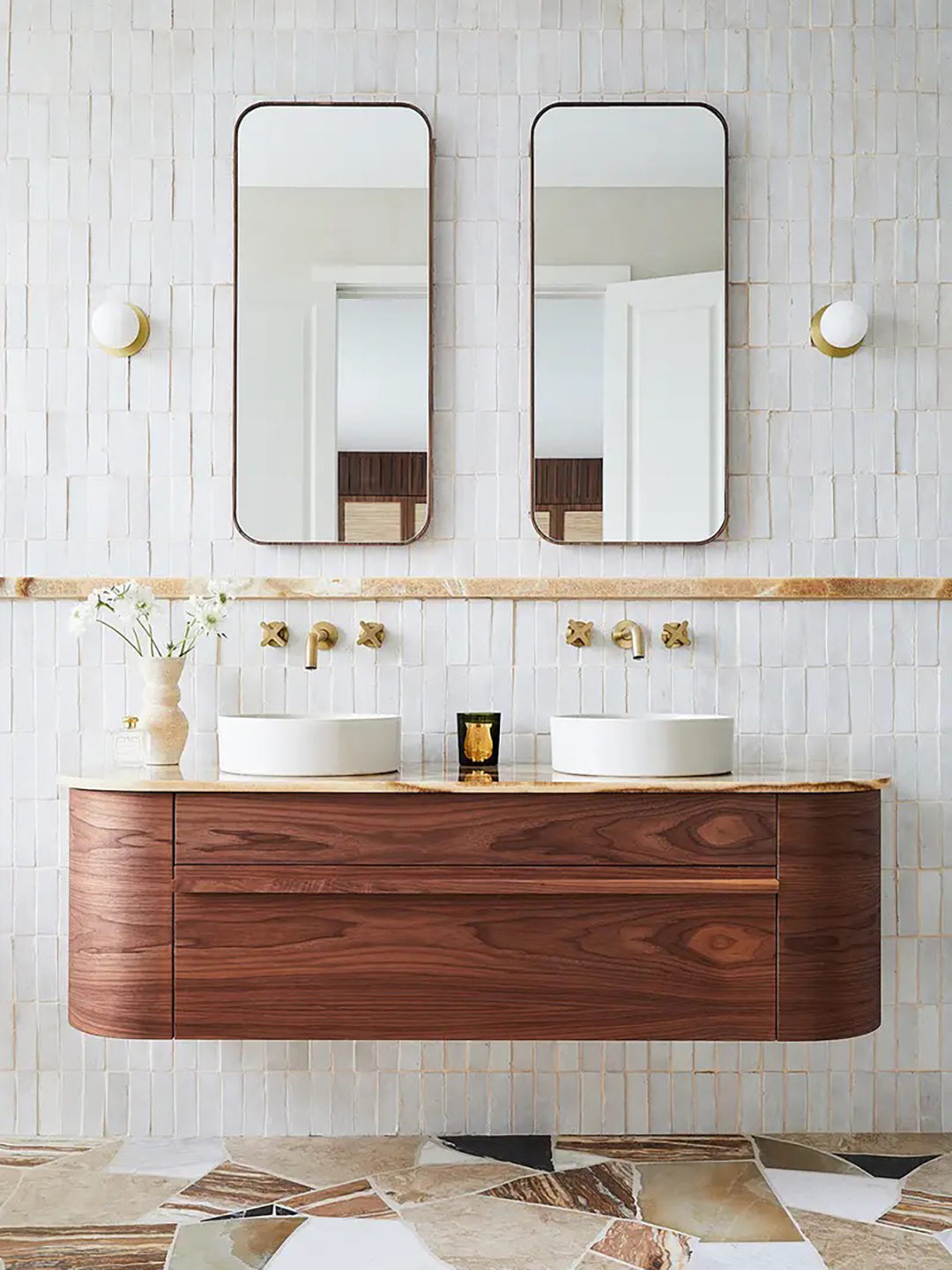 floating wood vanity