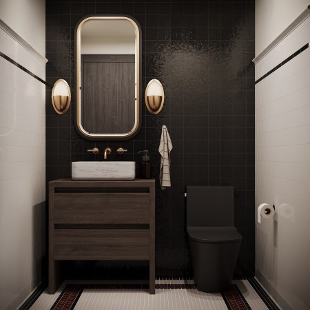  rendering of black bathroom