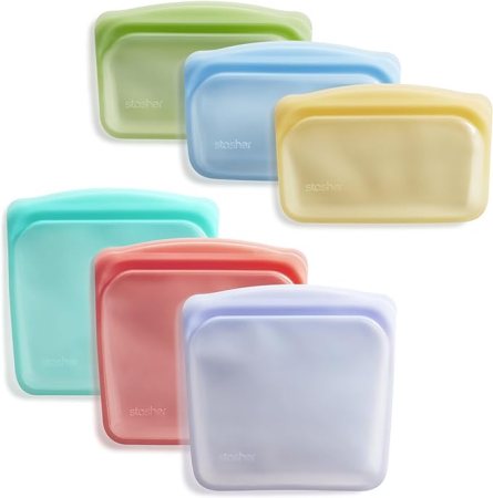  multicolored reusable food baggies