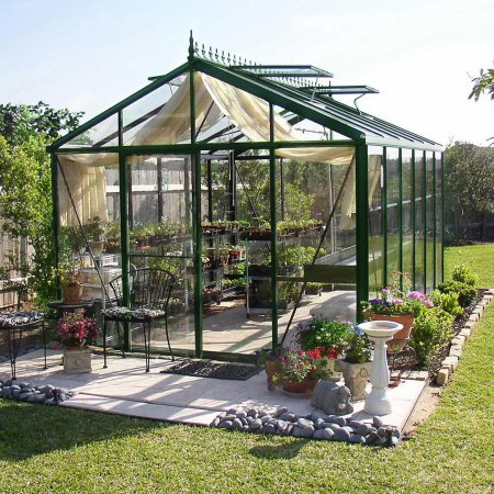  green framed greenhouse