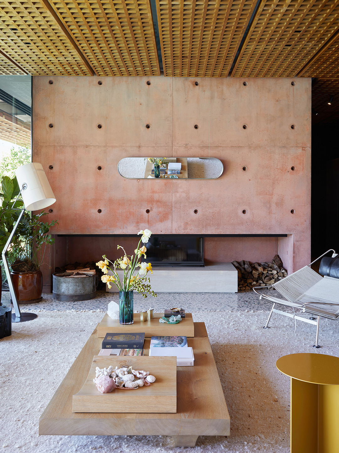 concrete fireplace