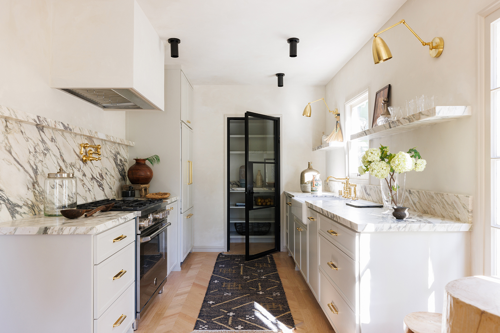 marble galley kitchen