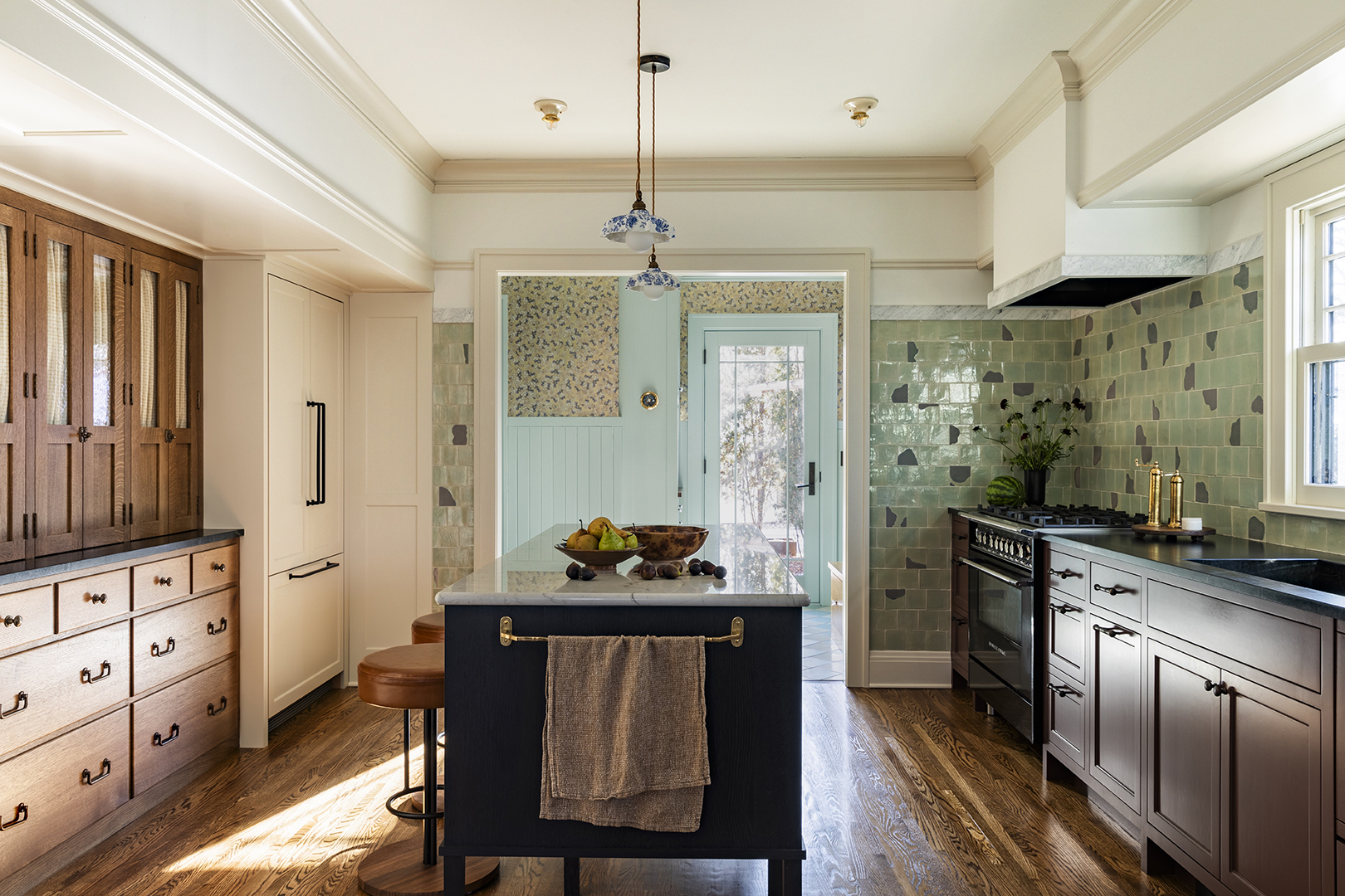 green tile in kitchen