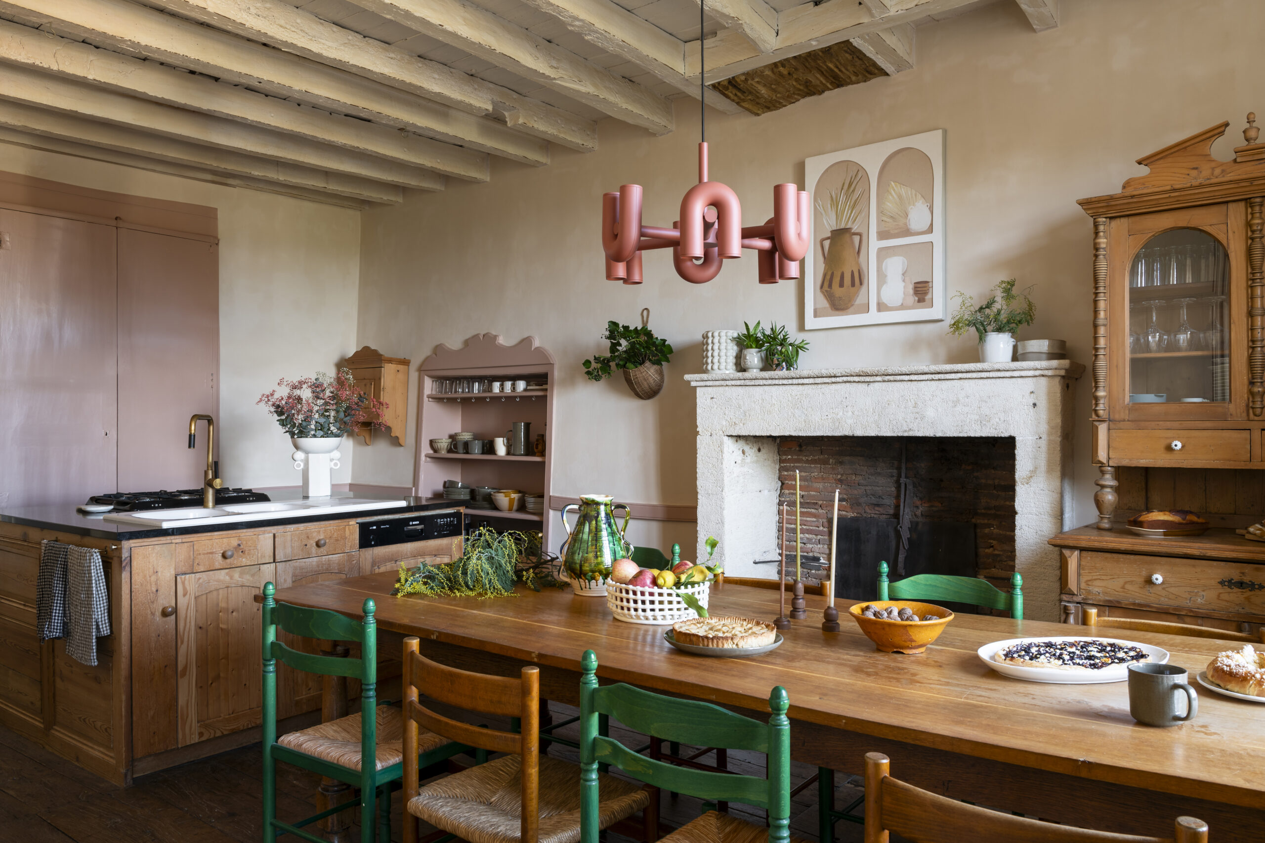 green and yellow dining chairs