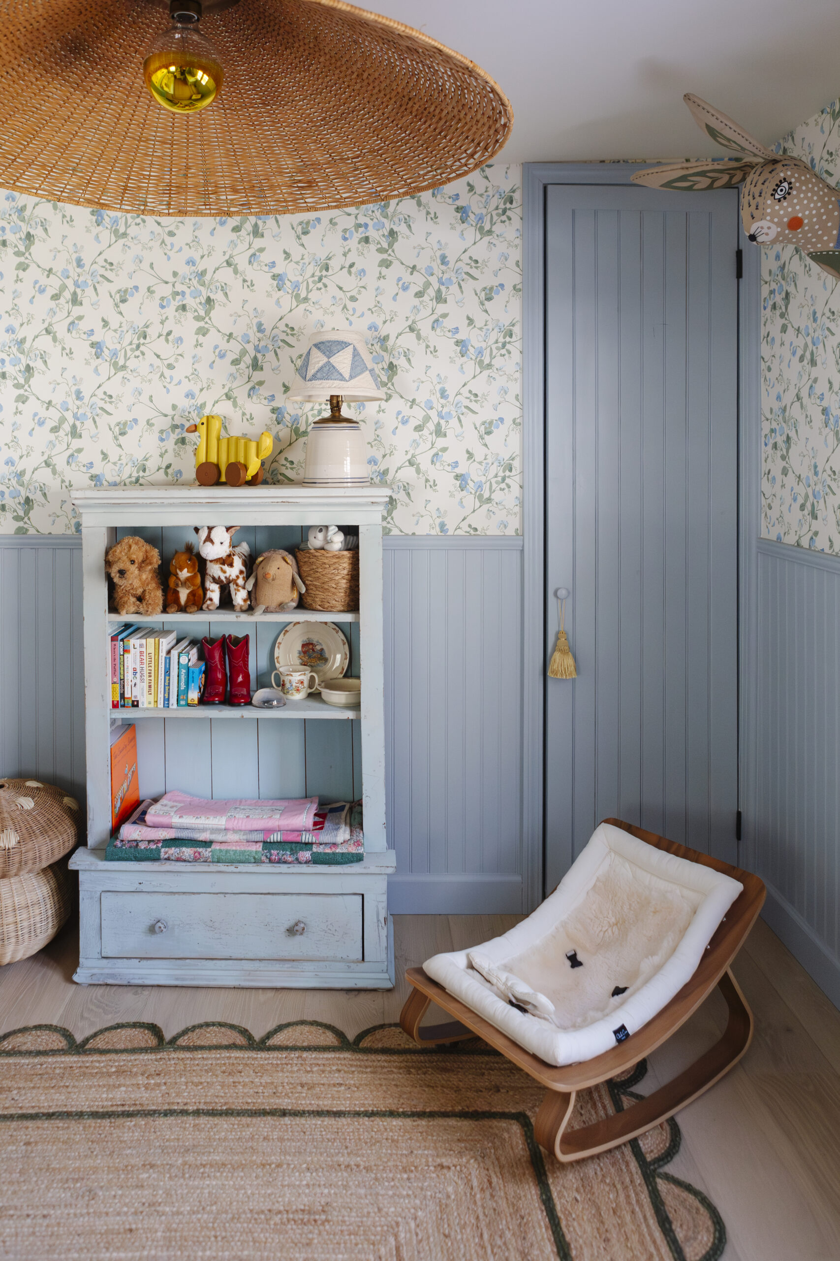 blue beadboard closet door