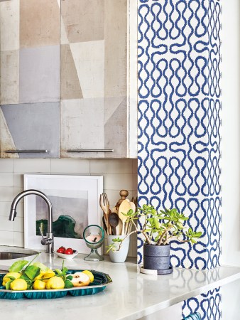 Kitchen with wallpaper