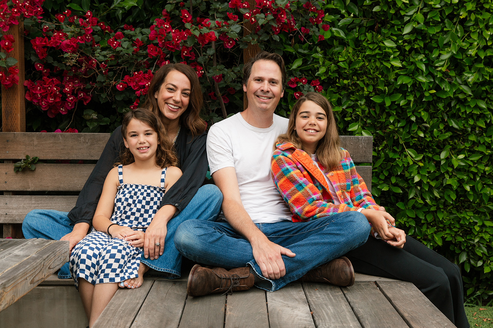 family on bench