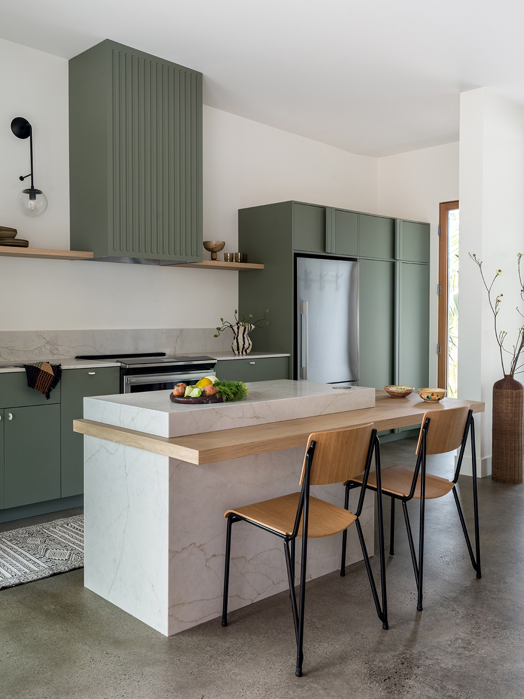 green kitchen cabinets