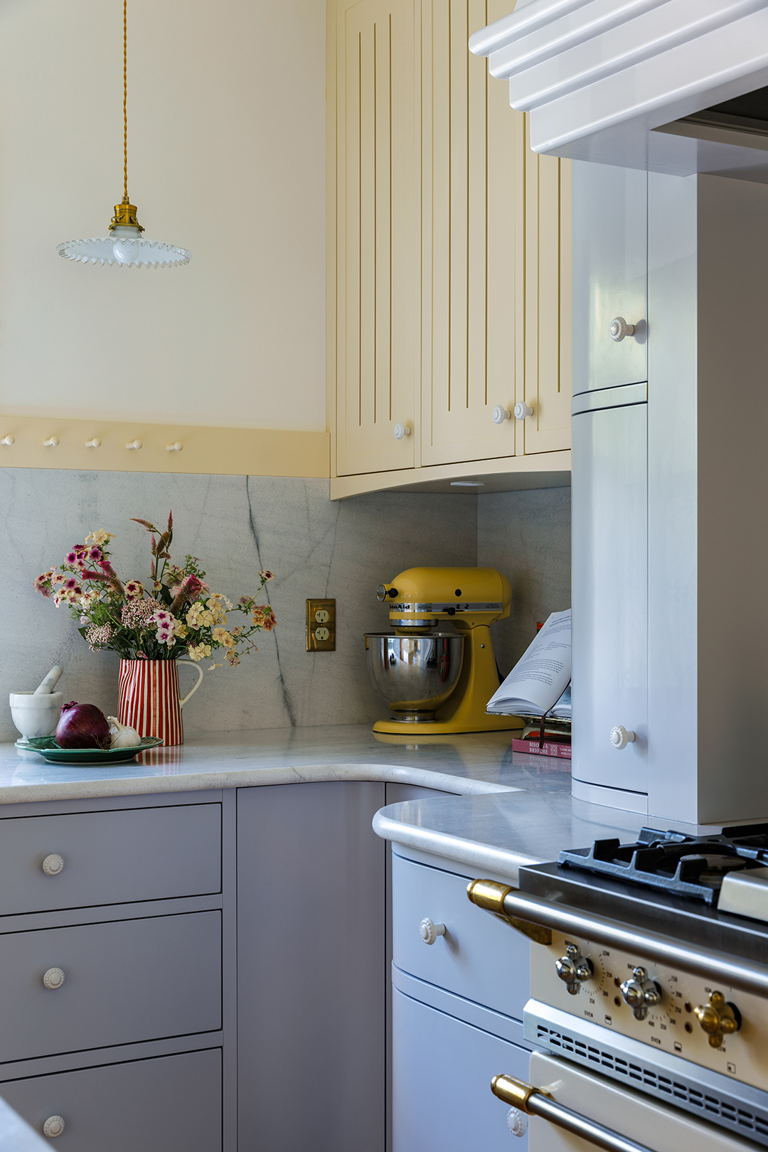 Periwinkle and Yellow Kitchen