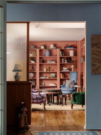 pink library shelves