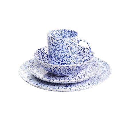  speckled blue plate and mug