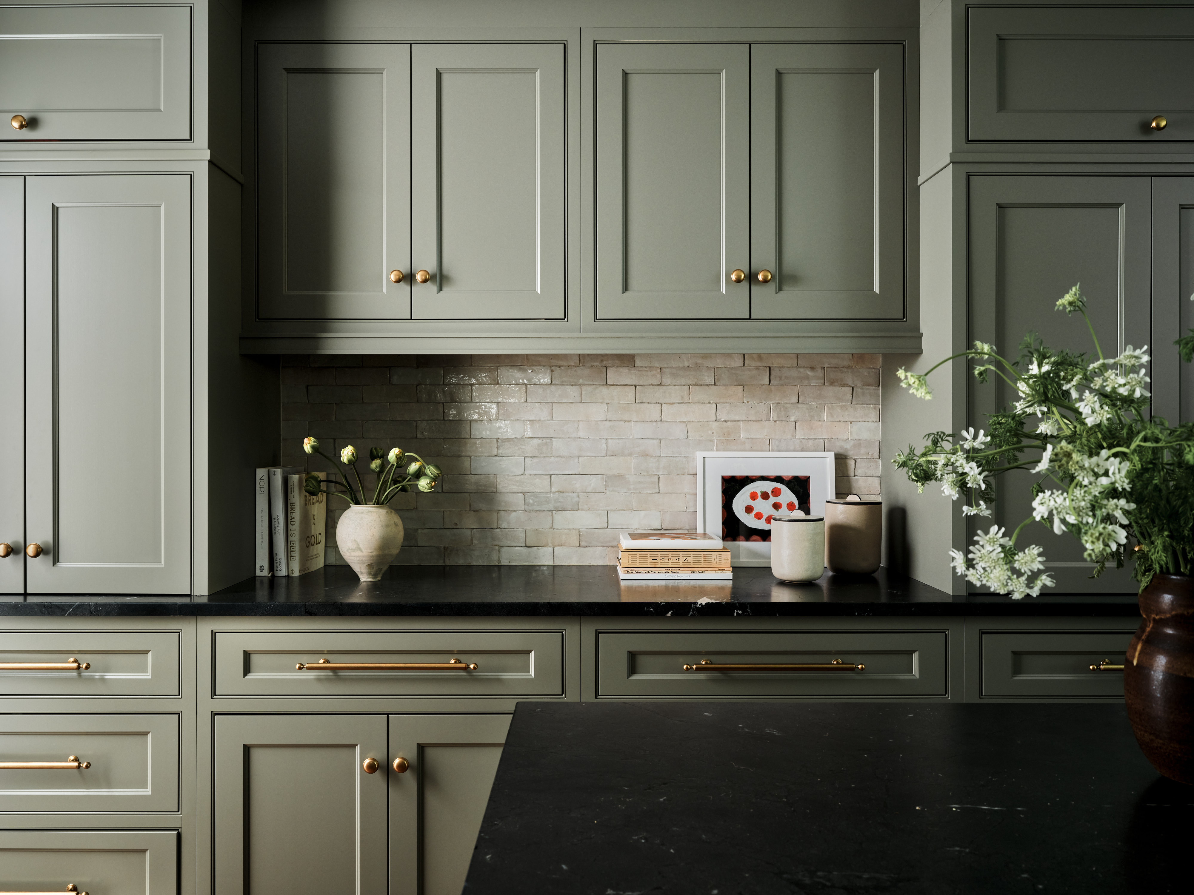 green kitchen cabinets