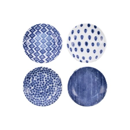  four blue plates